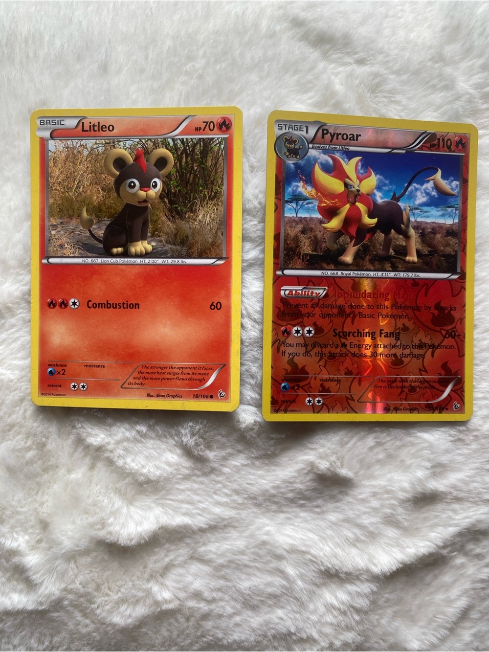 Pokemon Red and Yellow Litleo & Pyroar Card Set